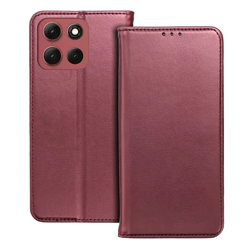 Telefontok Motorola Moto G86 5G - Smart Magnetic - burgundy szilikon keretes mágneses könyvtok 