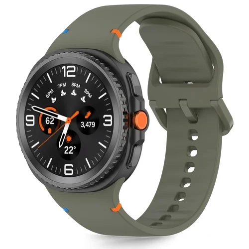 SAMSUNG GALAXY WATCH 8 / CLASSIC (40 / 44 / 46 MM) - TECH-PROTECT Sport - katonai zöld szilikon szíj