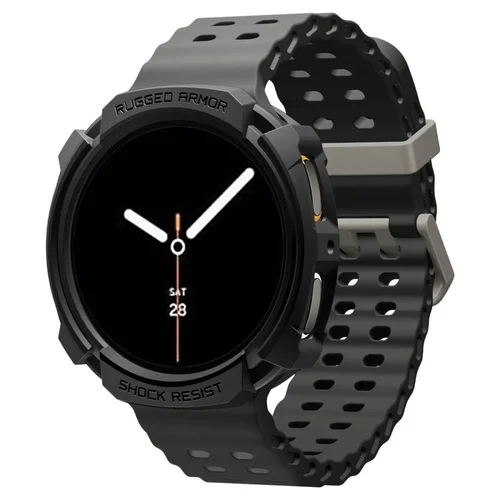 Samsung Galaxy Watch 8 (44 mm) okosóra tok - SPIGEN RUGGED ARMOR matt fekete szilikon tok