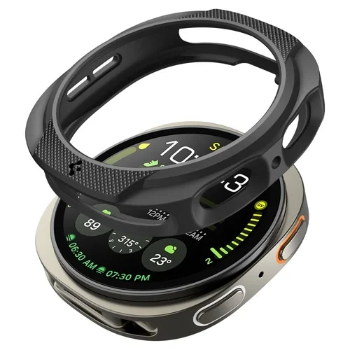 Okosóra védő tok - Samsung Galaxy Watch 8 (44 mm) - SPIGEN LIQUID AIR fekete szilikon védőtok