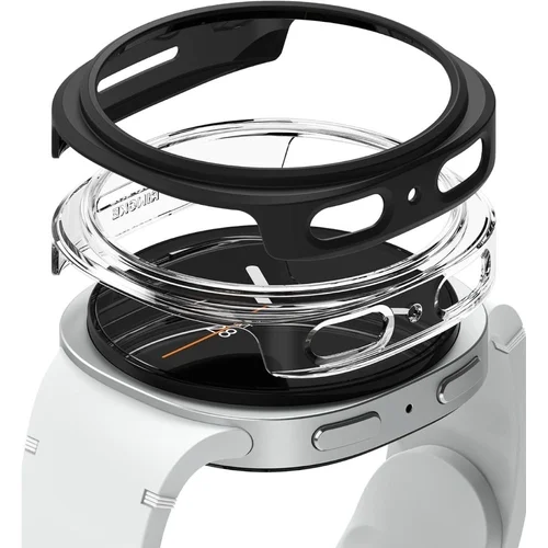 Védőkeret - Ringke Slim műanyag keret Samsung Galaxy Watch8 (40mm) okosórához átlátszó+fekete (2db)