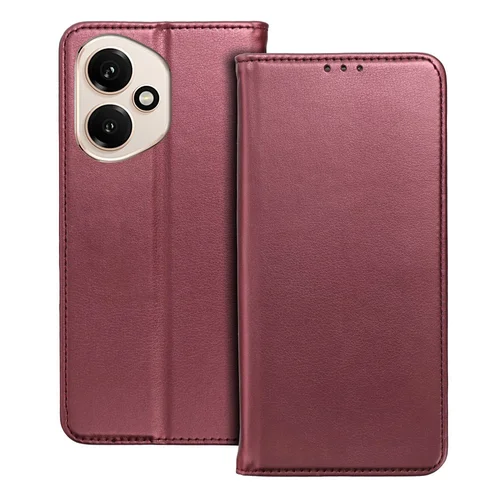 Telefontok Honor 400 5G - Smart Magnetic burgundy szilikon keretes mágneses könyvtok