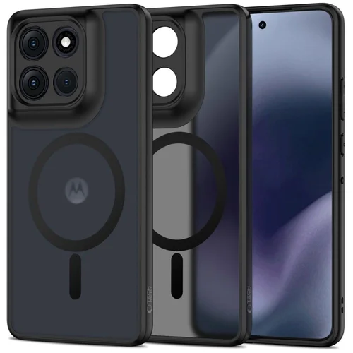 Telefontok Motorola Moto G86 5G / G86 Power 5G - Tech-Protect Magmat - MagSafe kompatibilis áttetsző műanyag hátlap tok, fekete szilikon kerettel