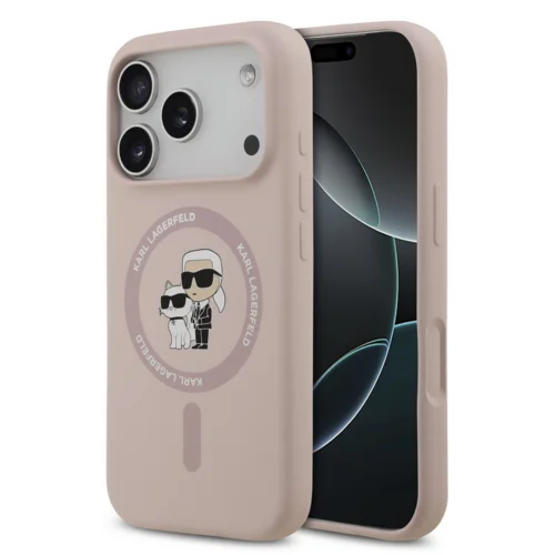 Telefontok iPhone 17 Pro - Karl Lagerfeld és Choupette - MagSafe kompatibilis pink hátlap tok