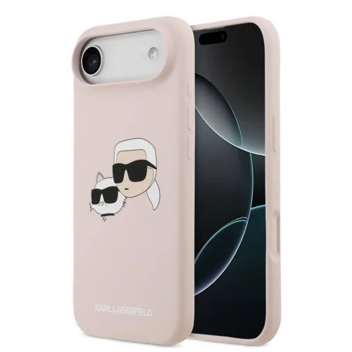 Telefontok iPhone 17 Air - Karl Lagerfeld és Choupette Head - MagSafe kompatibilis pink hátlap tok