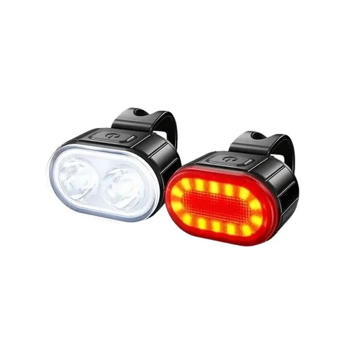 Biciklis kiegészítő: Kerékpár LED-es első/hátsó lámpa szett, újratölthető