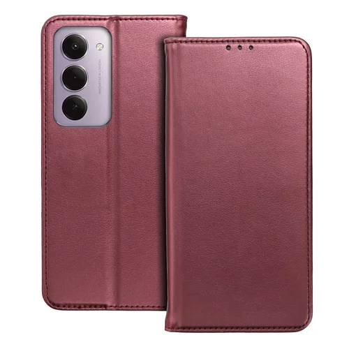Telefontok Xiaomi Redmi 15 4G/LTE - Smart Magnetic burgundy szilikon keretes mágneses könyvtok