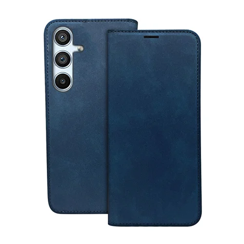 Telefontok Samsung Galaxy S25 FE - Suede - kék mágneses szilikon keretes könyvtok ﻿