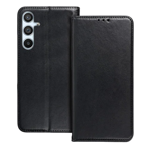 Telefontok Samsung Galaxy S25 FE - Smart Magnetic fekete szilikon keretes mágneses könyvtok