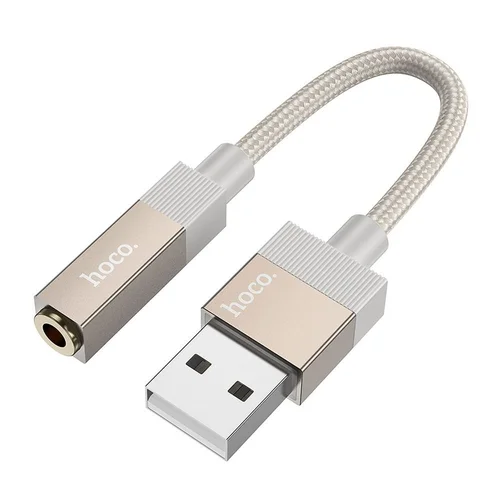 Adapter: Hoco UPA32D - USB / AUX (jack) adapter, arany, 15 cm
