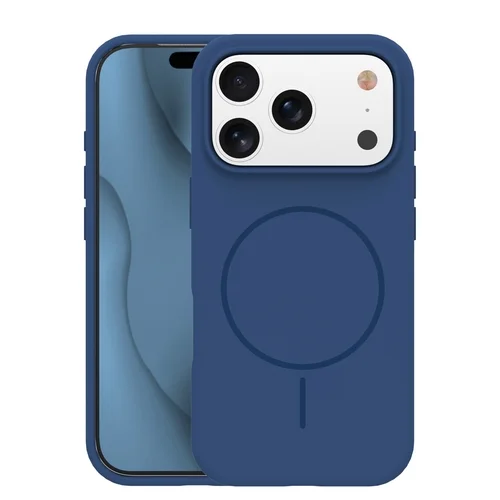 Telefontok iPhone 17 Pro Max - Thin Mag - MagSafe kompatibilis kék szilikon hátlap tok
