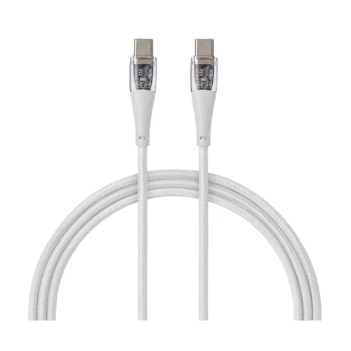 Kábel Qualo Transparent - Type-C / Type-C (USB-C) kábel 60W, 1,5m ﻿