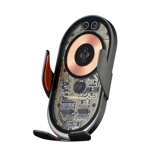 Autós tartó Qualo Transparent - átlátszó szellőzőrácsra rögzíthető automata telefontartó, induktív töltéssel