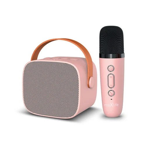 Maxlife MXKS-100 - pink bluetooth hangszóró, karaoke mikrofonnal