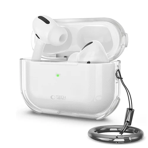 AirPods Pro 3 tartó - Tech- Protect Bounce - átlátszó AirPods Pro 3 tok, karabiner gyűrűvel