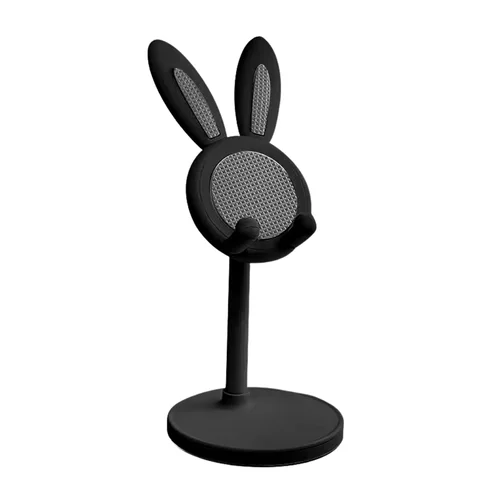 Univerzális asztali telefontartó állvány, nyuszi formás, fekete