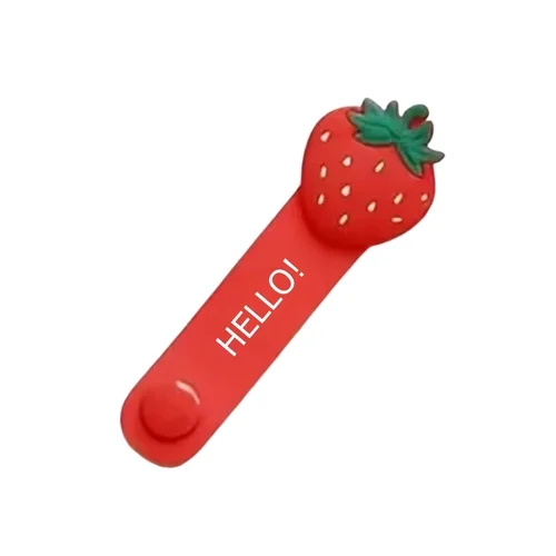 Univerzális Eper figurás kábelrendező, piros szilikon, patentos