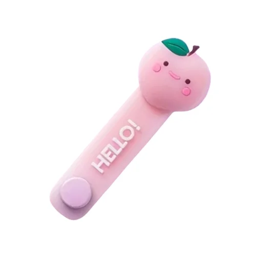 Univerzális Barack figurás kábelrendező, pink szilikon, patentos