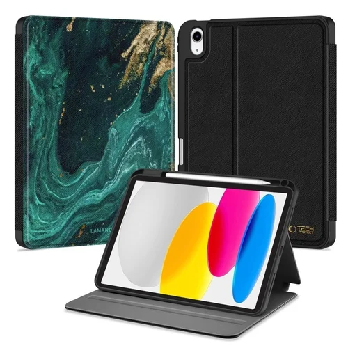 Tablettok iPad 10.9 (iPad 10) - LAMANO VERDE AURA mintás smart case, ceruza tartóval