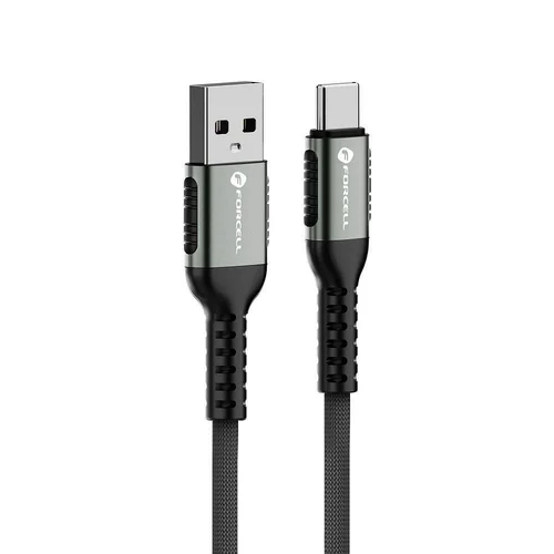 Forcell F-Energy C256 - Type-C (USB-C) / USB fekete szövetkábel, 3A / 66W