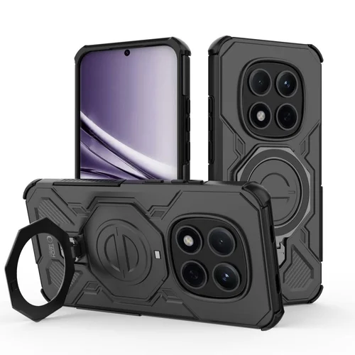 Telefontok Xiaomi Redmi Note 15 Pro+ Plus 5G - TACTICSTAND - fekete gyűrűs, kitámasztható, ütésálló műanyag hátlaptok