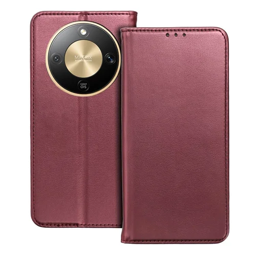 Telefontok Honor Magic8 Lite - Smart Magnetic burgundy szilikon keretes mágneses könyvtok
