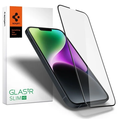 Üvegfólia iPhone 17e - Spigen Glas.TR Slim HD - üvegfólia fekete kerettel
