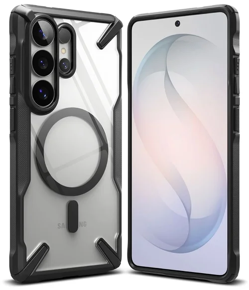 Telefontok Samsung Galaxy S26 Ultra - Ringke Fusion X Magnetic - Magsafe kompatibilis átlátszó ütésálló hátlap tok, fekete kerettel