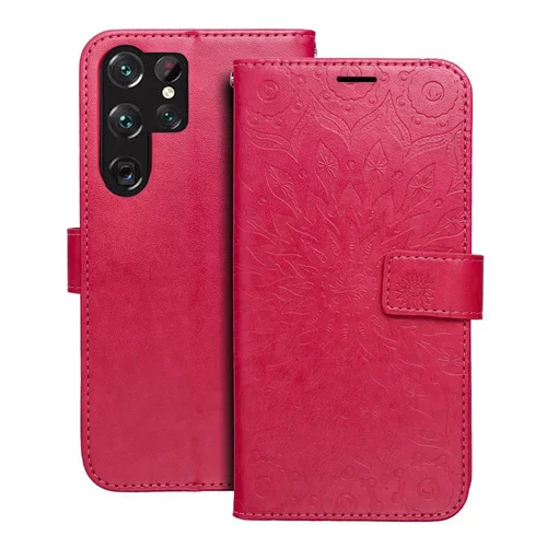 Telefontok Samsung Galaxy S26 Ultra - MEZZO mandala mintás magenta mágneses szilikon keretes könyvtok