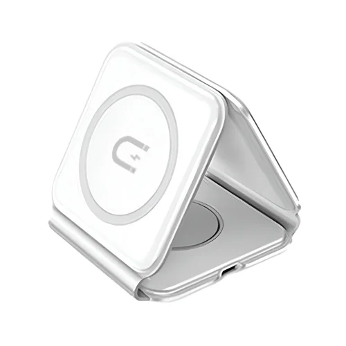 Dudao A11N - 3in1 fehér induktív töltőállomás + Type-C/Type-C kábel, 15W