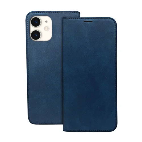 Telefontok iPhone 11 - Suede - kék mágneses szilikon keretes könyvtok 