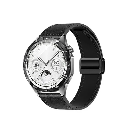 Okosóra szíj - Xiaomi Watch S3 - F-Design FS20 - fekete eco-bőr szíj (22 mm)