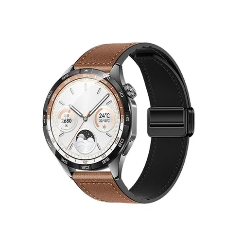 Okosóra szíj - Huawei Watch 3 / Watch 3 Pro - F-Design FS20 - barna eco-bőr szíj (22 mm)