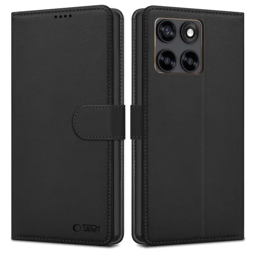 Telefontok Motorola Edge 70 Fusion / Fusion+ - Tech- Protect Wallet - fekete bőr könyvtok, ráhajtófüllel ﻿