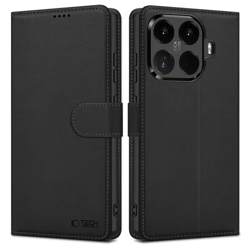 Telefontok Xiaomi 17T - Tech- Protect Wallet - fekete bőr könyvtok, ráhajtófüllel 