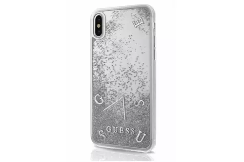 Telefontok iPhone X / XS  - Guess Liquid Glitter Kemény Tok  - Silver