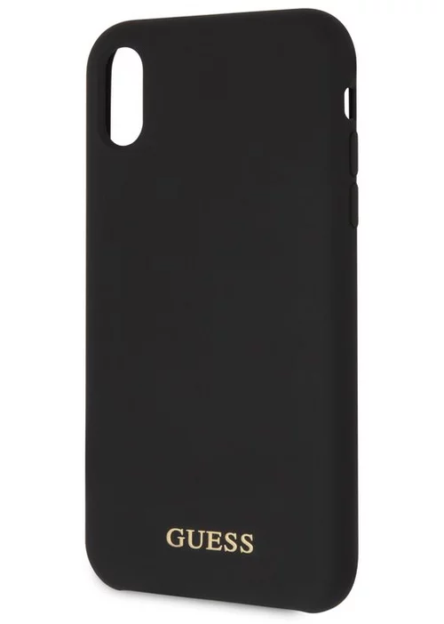 Telefontok iPhone XR - Guess Szilikon Arany Logo Tok - Fekete