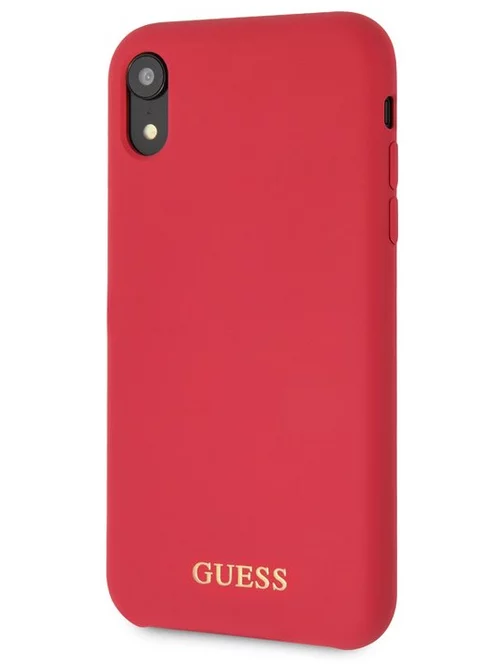 Telefontok iPhone XR - Guess Szilikon Arany Logo Tok - Piros