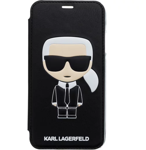 Telefontok iPhone XR - Karl Lagerfeld Ikonik Könyv Tok Fekete