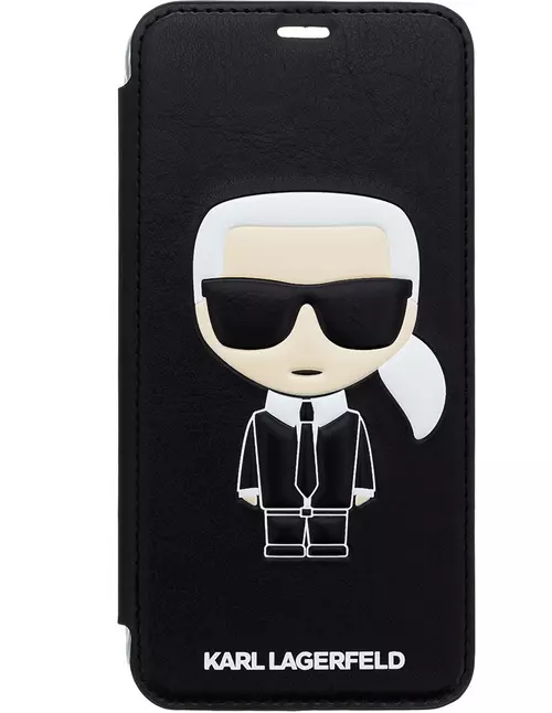 Telefontok iPhone XS Max - Karl Lagerfeld Ikonik Könyv Tok Fekete