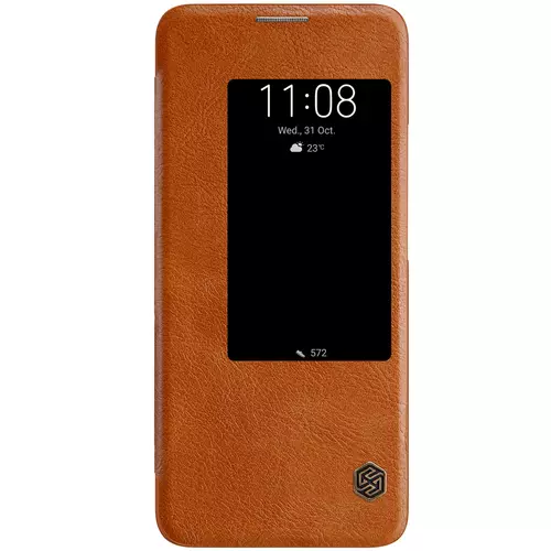 Telefontok Huawei Mate 20 Pro - Nillkin Qin S-View Kinyitható tok barna