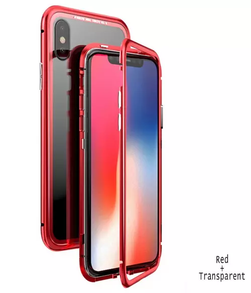 Telefontok iPhone X - Luphie Mágneses Üveg Hátlaptok Piros/Kristály