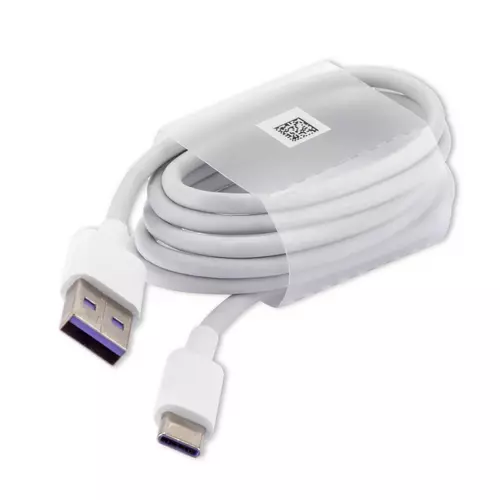 Kábel: HUAWEI HL-1289 TYPE-C (USB-C) / USB fehér gyári adatkábel 1méter 5A