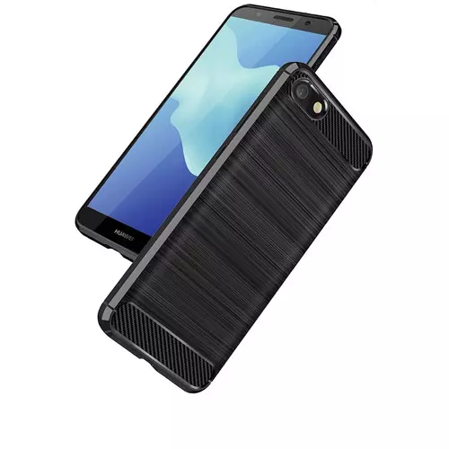 Telefontok Huawei Y3 2018 - Carbon Fiber fekete szilikon tok