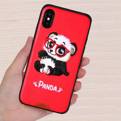 Telefontok iPhone 7 Plus / iPhone 8 Plus - Remax RM-1647 piros pandás hátlap tok Panda