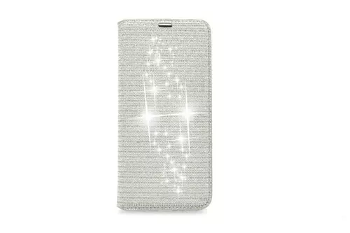Telefontok Samsung Galaxy S9 Plus - csillogós ezüst kihajtható tok (8719273268285)