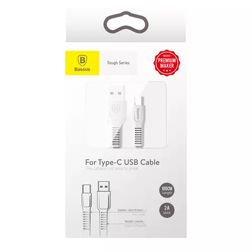 Baseus Tough USB / Type C (USB-C) fehér adatkábel 2A 1m