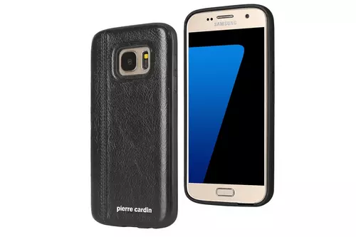 Telefontok Samsung Galaxy S7 - Pierre Cardin Bőr + Szilikon Tok Fekete A (8719273130995)