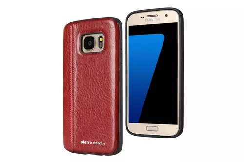 Telefontok Samsung Galaxy S7 - Pierre Cardin Bőr + Szilikon Tok Piros (8719273131008)