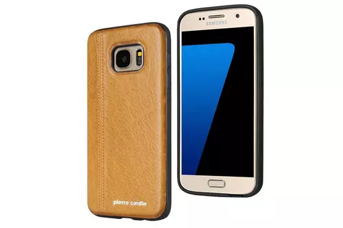 Telefontok Samsung Galaxy S7 - Pierre Cardin Bőr + Szilikon Tok Sárga A (8719273131039)